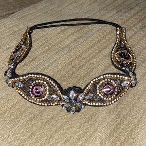 Rhinestones & beads soft elastic headband Hair Accesory Head band